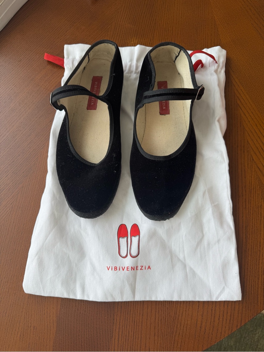 Vibi Venezia Black Velvet Mary Jane Flats